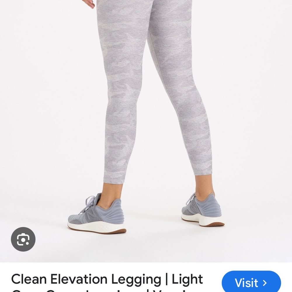 Vuori Clean Elevation Grey Camo Leggings-Size Large